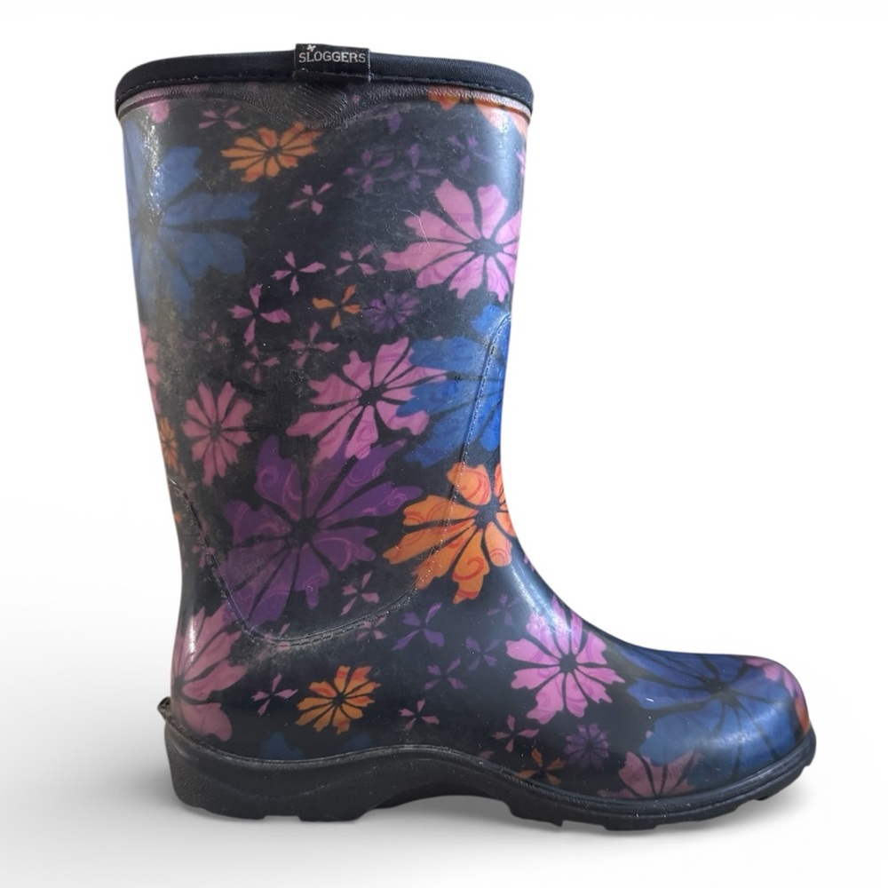 Sloggers Waterproof Tall Rain Boots Garden Outdoor Floral Made in the USA Size 7